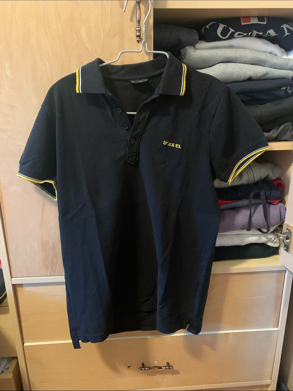 Diesel Black and Yellow Polo Shirt with Sporty Accents
